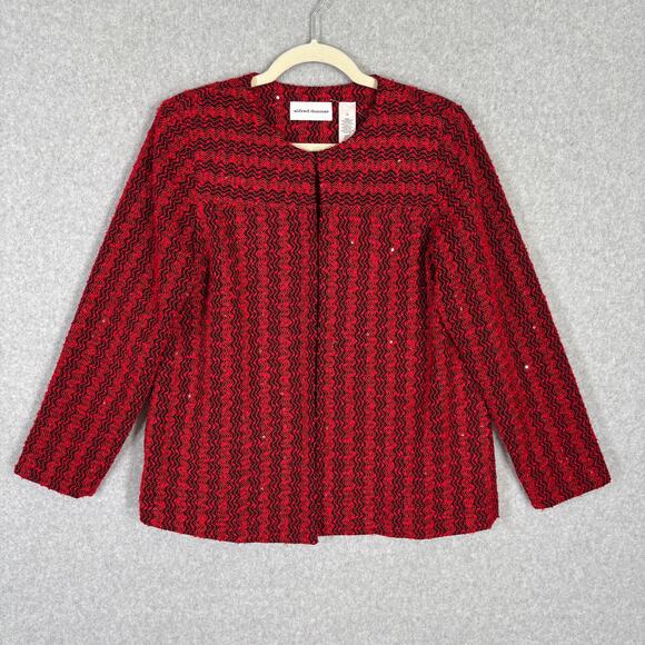Alfred Dunner Jackets & Blazers - Alfred Dunner Blazer 10 Red Open Textured Sequin‎ Shimmer Formal Party Granny